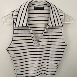 Liz X Sara XL Crop Top, White and Black